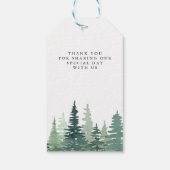 Rustige Waterverf Pine Forest Winter Wedding Cadeaulabel (Achterkant)