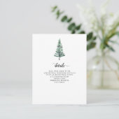 Rustige Waterverf Pine Forest Winter Wedding Encl Informatiekaartje (Staand voorkant)
