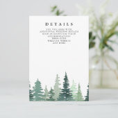 Rustige Waterverf Pine Forest Winter Wedding Informatiekaartje (Staand voorkant)