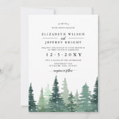 Rustige Waterverf Pine Forest Winter Wedding IV Kaart (Voorkant)