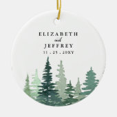 Rustige Waterverf Pine Forest Winter Wedding Keramisch Ornament (Voorkant)