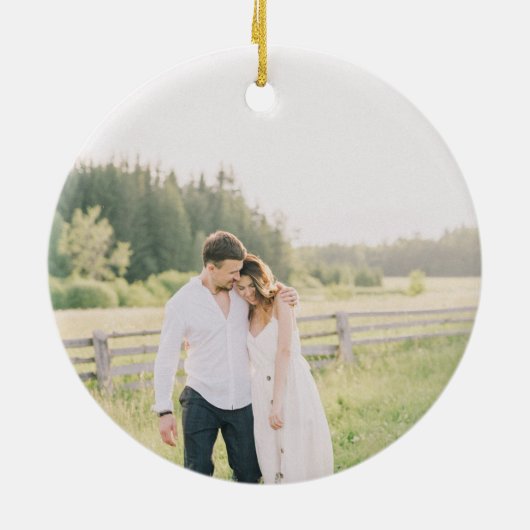 Rustige Waterverf Pine Forest Winter Wedding Keramisch Ornament (Achterkant)