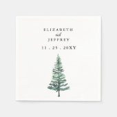 Rustige Waterverf Pine Forest Winter Wedding Napk Servet (Voorkant)