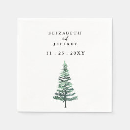 Rustige Waterverf Pine Forest Winter Wedding Napk Servet