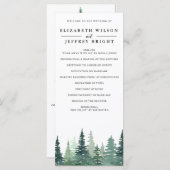 Rustige Waterverf Pine Forest Winter Wedding Programmakaart (Voorkant / Achterkant)