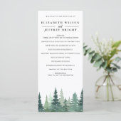 Rustige Waterverf Pine Forest Winter Wedding Programmakaart (Staand voorkant)