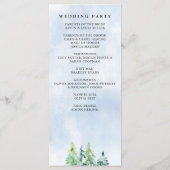 Rustige Waterverf Pine Forest Winter Wedding Programmakaart (Achterkant)