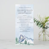 Rustige Waterverf Pine Forest Winter Wedding Programmakaart (Staand voorkant)