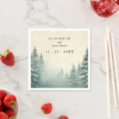 Rustige Waterverf Pine Forest Winter Wedding Servet (Insitu)