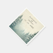 Rustige Waterverf Pine Forest Winter Wedding Servet (Hoek)