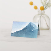 Rustige Waterverf Pine Mountains Lake Wedding Plac Plaatskaartje (Achterkant)