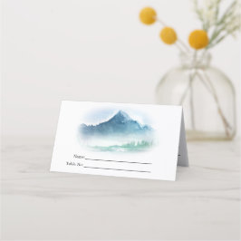 Rustige Waterverf Pine Mountains Lake Wedding Plac Plaatskaartje