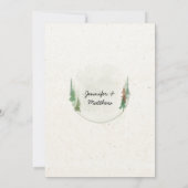 Rustige Waterverf Pine Tree Forest Wedding Kaart (Achterkant)