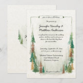 Rustige Waterverf Pine Tree Forest Wedding Kaart (Voorkant / Achterkant)