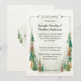 Rustige Waterverf Pine Tree Forest Wedding Kaart