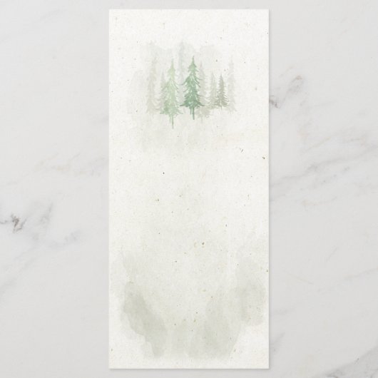Rustige Waterverf Pine Tree Forest Wedding Menu (Achterkant)