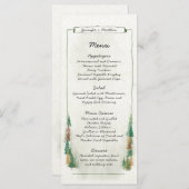 Rustige Waterverf Pine Tree Forest Wedding Menu (Voorkant / Achterkant)
