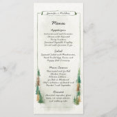 Rustige Waterverf Pine Tree Forest Wedding Menu (Voorkant)