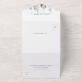 Rustige Waterverf Pine Trees Forest Wedding All In One Uitnodiging (Buitenkant)