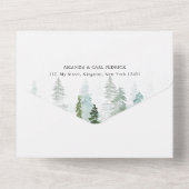Rustige Waterverf Pine Trees Forest Wedding All In One Uitnodiging (Achterkant)