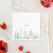 Rustige Waterverf Pine Trees Forest Wedding Servet (Insitu)