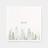 Rustige Waterverf Pine Trees Forest Wedding Servet (Voorkant)
