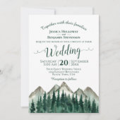 Rustige Waterverf Pine Trees & Mountains Wedding Kaart (Voorkant)