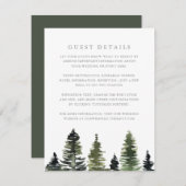 Rustige Waterverf Pine Trees Wedding Guest Details Informatiekaartje (Voorkant / Achterkant)