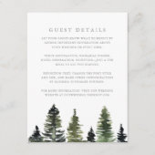 Rustige Waterverf Pine Trees Wedding Guest Details Informatiekaartje (Voorkant)