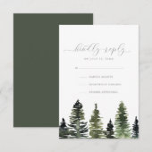 Rustige Waterverf Pine Trees Wedding RSVP-kaart Kaart (Voorkant / Achterkant)