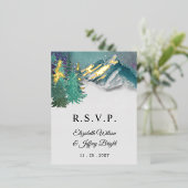 Rustige Waterverf — Pine Winter RSVP Folie Uitnodiging Briefkaart (Staand Voorkant)