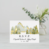 Rustige Waterverf — Pine Winter RSVP Folie Uitnodiging Briefkaart (Staand Voorkant)