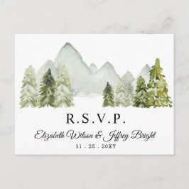 Rustige Waterverf — Pine Winter RSVP Uitnodiging Briefkaart
