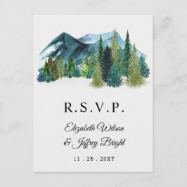 Rustige Waterverf — Pine Winter RSVP Uitnodiging Briefkaart