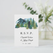 Rustige Waterverf — Pine Winter RSVP Uitnodiging Briefkaart (Staand voorkant)
