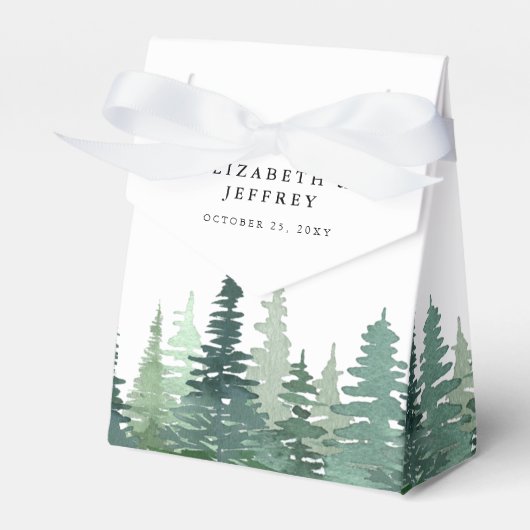 Rustige Waterverf Pine Winter Wedding Favor Box Bedankdoosjes (Voorkant Zijde)