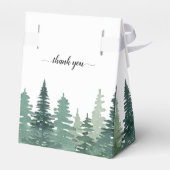 Rustige Waterverf Pine Winter Wedding Favor Box Bedankdoosjes (Achterkant)