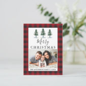 Rustige Waterverf Pines Red Pset Foto Briefkaart (Staand voorkant)