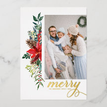 Rustige Waterverf Poinsettia Kerstafoto