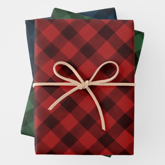 Rustige Waterverf Pset Pattern Red Green & Navy Inpakpapier Vel (In situ)