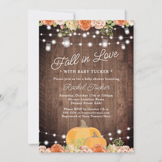 Rustige Waterverf Pumpkin Floral Herfst Baby showe Kaart (Voorkant)