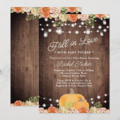 Rustige Waterverf Pumpkin Floral Herfst Baby showe Kaart (Voorkant / Achterkant)