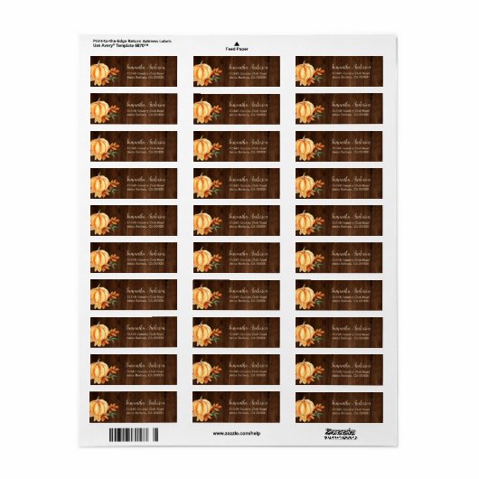 Rustige Waterverf Pumpkin Oranje knollen Etiket (Full Sheet)