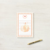Rustige Waterverf Pumpkin & Pset | Monogram Post-it® Notes (Op bureau)