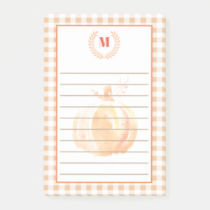 Rustige Waterverf Pumpkin & Pset Monogram Post-it® Notes