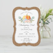 Rustige Waterverf Pumpkin Thanksgiving Dinner Kaart (Staand voorkant)