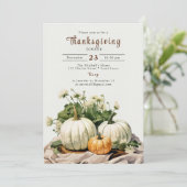 Rustige Waterverf Pumpkin Thanksgiving Dinner Kaart (Staand voorkant)