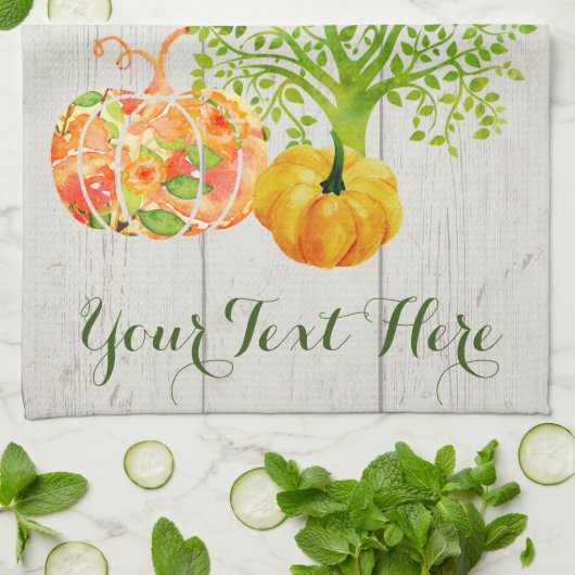 Rustige Waterverf Pumpkin-Thanksgiving Theedoek (Gevouwen)