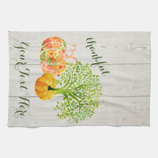 Rustige Waterverf Pumpkin-Thanksgiving Theedoek (Horizontaal)