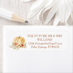 Rustige Waterverf Pumpkin Wedding Return Address Etiket